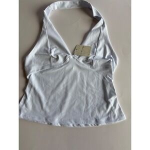 Intimately Free People White Halter Tank Top Womens Small Bridal Boho Cropped